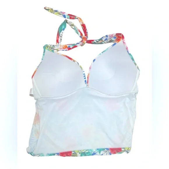 TIME AND TRU 🌺SWIM TOP Tropical Floral Halter Top - Picture 4 of 6
